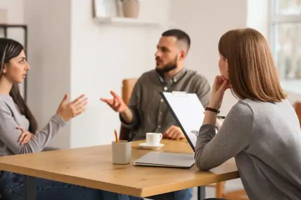 Image of couple access free mediation using family mediation voucher scheme Glossop